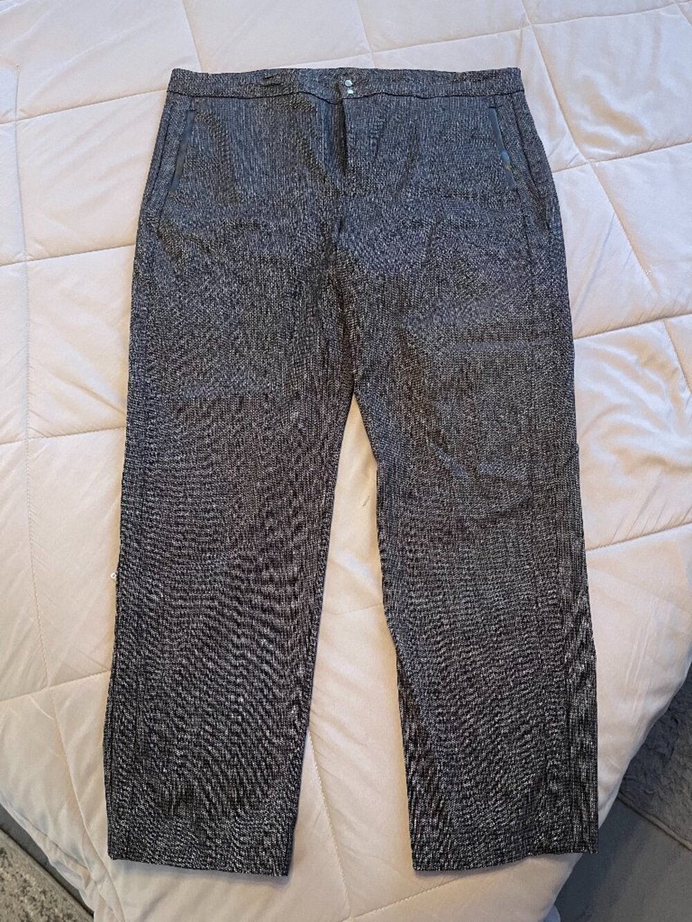 Chico's Python Snake Print Pull On Straight Leg Pants Faux Leather Trim 3R XL